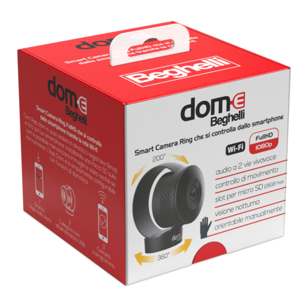 Beghelli Dom-e Smart Camera Ring Telecamera di sicurezza IP Interno 1920 x  1080 Pixel Soffitto/Parete/scrivania