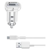 Cellularline Adaptive Fast Car Charger Kit 15W - USB-C - Samsung Caricabatterie da auto adattivo Fast Charger 15W con cavo USB-C Bianco