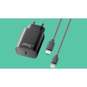 PLOOS - USB-C KIT ADAPTER 20W - USB-C to Lightning Caricabatterie da rete USB-C 20W con cavo USB-C to Lightning Nero