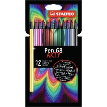 STABILO Pennarello Premium - Pen 68 - ARTYLine - Astuccio da 12 con  appendino - 12 colori assortiti